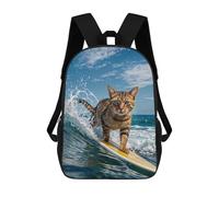 sinyumoney Surfing Cat Funny Mochila Infantil, Mochila Escolar Para Niños Y Adolescentes, Mochila De Viaje, Mochila Escolar, Mochila Para Libros 17inch