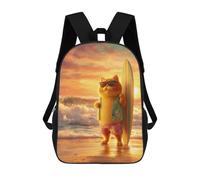 sinyumoney Surfing Cat Sunset Beach Mochila Escolar Impresa En 3D 17inch Mochila Escolar Infantil Mochilas De Viaje Mochila Informal De Moda Para Niños Y Estudiantes