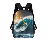 sinyumoney Surfing Giraffe in A Storm Mochila Para Niños, Adolescentes Y Estudiantes, Mochilas Para Niñas, Mochilas Para Niños Pequeños, Primaria Y Secundaria 17inch