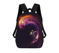 sinyumoney Surfing Through Cosmic Waves Mochila Escolar Infantil De 17 Pulgadas, Impresa En 3D, Estilo Casual, Para Niños, Ideal Para Viajes, Como Mochila Escolar O Para Llevar Libros.