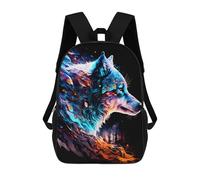 sinyumoney Surprise! Cat Underwater! Mochila escolar grande para niños, adecuada para camping, aventuras al aire libre y uso diario, Flame Wolf Artwork -1, 17"