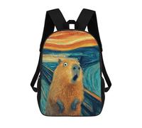 sinyumoney Surprised Capybara Painting Mochila Escolar De Moda, Mochila Para Material Escolar, Mochila Impermeable Informal Para Acampar, Aventuras Al Aire Libre Y Viajes Diarios 17inch