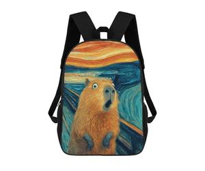 sinyumoney Surprised Capybara Painting Mochila Escolar De Moda, Mochila Para Material Escolar, Mochila Impermeable Informal Para Acampar, Aventuras Al Aire Libre Y Viajes Diarios 17inch