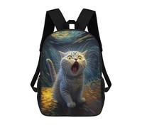 sinyumoney Surprised Cat Painting Mochila Infantil, Mochila Escolar Impresa En 3D, Mochila Para Niños Y Niñas, Mochila Escolar Ajustable Para La Escuela Primaria 17inch