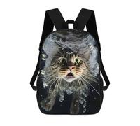 sinyumoney Surprised Cat Underwater Mochilas Impresas En 3D Para Niños, Mochila Escolar, Mochila Informal Para Exteriores, Mochila Informal De Moda Para Niños, Lindas Bolsas De Viaje 17inch