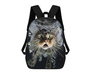 sinyumoney Surprised Cat Underwater Mochilas Impresas En 3D Para Niños, Mochila Escolar, Mochila Informal Para Exteriores, Mochila Informal De Moda Para Niños, Lindas Bolsas De Viaje 17inch