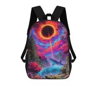 sinyumoney Surreal Shark Landscape with Eclipse Mochila Escolar Infantil Impresa En 3D Para Niños, Mochilas De Viaje, Bolsas Para Libros, Mochila Escolar Infantil 17inch