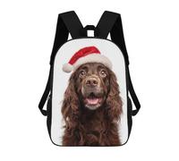 sinyumoney Sussex Spaniel Dog with Santa Hat Mochilas Impresas En 3D Para Niños, Mochila Escolar, Mochila Informal Para Exteriores, Mochila Informal De Moda Para Niños, Lindas Bolsas De Viaje 17inch