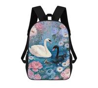 sinyumoney Swan Family with Flowers Mochilas De 17 Pulgadas Para Niños, Mochilas Escolares Impresas En 3D Para Estudiantes De Primaria Y Secundaria, Para Niños Y Niñas.