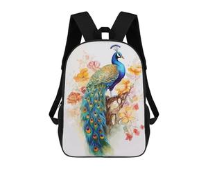 sinyumoney Sweet Peacock Watercolor Mochila Escolar Resistente Al Agua - Perfecta Para Viajes, Trabajo Y Uso Diario 17inch