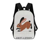 sinyumoney Swift And Steady Rabbit Illustration Mochila Infantil, Mochila Escolar De Gran Capacidad Para Estudiantes, Mochila Para Libros, Mochila Para Niños, Niñas, Adultos Y Adolescentes 17inch
