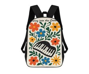 sinyumoney Swing Into The Groove Floral Piano Mochila Escolar, Secundaria, Preparatoria, Universidad, Mochila De Viaje Para El Campus, Viajes Al Aire Libre, Deportes 17inch