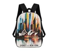 sinyumoney Sydney Meets New York Cityscape Mochila Infantil Para Niñas, Mochila Escolar 3D, Mochila Para Niños Pequeños, Mochila Informal De Día, Mochila Escolar De Moda 17inch