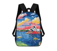 sinyumoney Sydney Opera House Colorful Painting Mochila Escolar Para Niños Mochila Escolar Impresa En 3D Mochila Escolar De Moda Para Niños De Primaria Y Secundaria 17inch