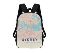 sinyumoney Sydney Vintage Map Style Mochila, Mochila Escolar Impresa En 3D, Bolsa Para El Almuerzo Escolar, Mochila De Viaje, Mochila Para Amigos, Mochila Escolar Para Niñas Y Niños 17inch
