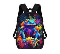 Sinyumoney Synth Pug Pixel Art Mochilas Escolares Para Niños, Bolsa De Escuela Impresa En 3D Para Niños, Estudiantes De Primaria Y Universidad, Selva Frog Pixel Art, 17"
