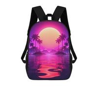 sinyumoney Synthwave Sunset Escape Mochila Escolar, Mochila Para Portátil, Mochila Para Camping, Aventuras Al Aire Libre Y Viajes Diarios 17inch