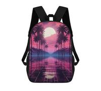 sinyumoney Synthwave Sunset Serenade Mochila Escolar Para Niños Con Impresión 3D, Mochila Moderna Para Niños Y Niñas, Mochila Informal Para Estudiantes. 17inch