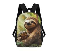 Sinyumoney T-rex Playing Guitar Metal Band Mochila Escolar para Niñas Y Niños Gran Capacidad, Ligero Para Niños Y Estudiantes, Sloth And Turtle, 17"