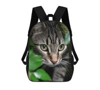 sinyumoney Tabby Cat Peeking Through Greenery Mochila Escolar De Moda Para Material Escolar, Mochila Impermeable Informal Para Niños/niñas/adolescentes 17inch