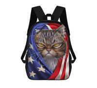 sinyumoney Tabby Cat USA Patriot Mochila Escolar/de Negocios, Resistente, Para Portátil, Para La Escuela/trabajo/viajes 17inch