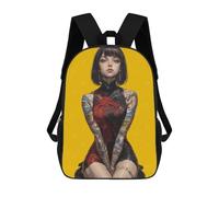 sinyumoney Tattooed Woman in Cheongsam Dress Mochila Escolar Para Niñas 17inch Mochila Informal Ligera Para Niños Y Niñas, Ideal Para Estudiantes De Secundaria