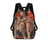 sinyumoney Tattooed Woman with Katana Mochilas Para Niños Y Estudiantes, Mochilas Escolares Impresas En 3D, Mochilas Para Estudiantes De Primaria Y Secundaria Para Niños Y Niñas 17inch
