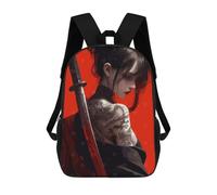 sinyumoney Tattooed Woman with Katana on Red Mochila Escolar Mochilas Escolares Para Niñas Y Niños Mochila Con Bolsillo Mochila Escolar De Moda Mochila Infantil 17inch