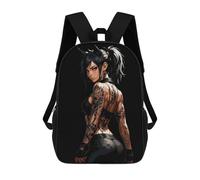 sinyumoney Tattooed Woman with Ponytail on Black Mochilas Para Niños Mochila Escolar Mochila Escolar Impresa En 3D Para Niños Estudiantes De Primaria Y Secundaria 17inch