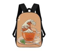 sinyumoney Tea The Great Wave Mochilas Para Niños Y Estudiantes, Mochilas Escolares Impresas En 3D, Mochilas Para Estudiantes De Primaria Y Secundaria Para Niños Y Niñas 17inch