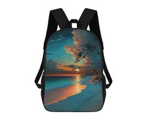sinyumoney Teal Sunset Beach Mochila Escolar, De Negocios, Resistente, Para Portátil, Para Camping, Aventuras Al Aire Libre Y Viajes Diarios 17inch