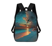 sinyumoney Teal Sunset Beach Mochila Infantil, Mochila Escolar Para Niños Y Adolescentes, Mochila De Viaje, Mochila Escolar, Mochila Para Libros 17inch