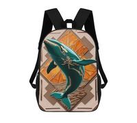 sinyumoney Teal Whale Art Deco Mochila Escolar Para Niñas Mochila Impermeable Mochila Informal De Día Mochila Ligera Para Niño Y Niña Mochila Escolar 17inch