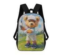 sinyumoney Teddy Bear Fishing Painting Mochila Escolar Infantil De 17 Pulgadas Con Estampado 3D, Mochila Moderna Para Niños, Mochilas De Viaje, Bolsas Para Libros, Mochila Escolar Infantil