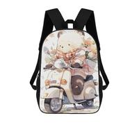sinyumoney Teddy Bear on Scooter with Flowers Mochila Escolar Resistente Al Agua Para Ordenador Portátil: Perfecta Para Viajes, Trabajo Y Uso Diario 17inch