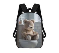 sinyumoney Teddy Bear Reading on Toilet Mochila Escolar Para Institutos Y Colegios Informales Para Acampar, Aventuras Al Aire Libre Y Viajes Diarios 17inch