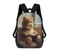 sinyumoney Teddy Bear Reading on Toilet Mochilas De 17 Pulgadas Para Niños, Mochilas Escolares Impresas En 3D Para Estudiantes De Primaria Y Secundaria, Para Niños Y Niñas.