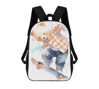 sinyumoney Teddy Bear Skateboarding Art Print-2 Mochila Escolar Infantil De 17 Pulgadas Con Estampado 3D De Películas De Anime Para Niños, Mochila De Viaje, Mochila Escolar Infantil