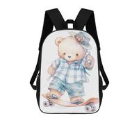 sinyumoney Teddy Bear Skateboarding Hat Mochila Escolar Impresa En 3D 17inch Mochilas De Moda Para Niños, Mochilas Escolares Para Niños De Primaria Y Secundaria
