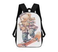 sinyumoney Teddy Bear with Flowers on Skateboard Mochilas Para Niños 17inch Mochila Escolar Mochila Escolar Impresa En 3D Para Niños De Primaria Y Secundaria
