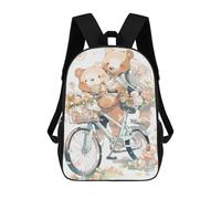 sinyumoney Teddy Bears Cycling with Flowers Mochilas Infantiles Impresas En 3D Para Niños. Mochilas De Viaje De Moda Para Niños. Mochila Escolar Para Estudiantes De Primaria Y Secundaria.
