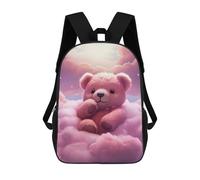 sinyumoney Teddy On Pink Clouds Mochila Escolar Grande Para Niños - Perfecta Para Viajes, Trabajo Y Uso Diario 17inch