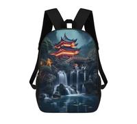 sinyumoney Temple Waterfall in Japan Mochila Infantil, Mochila Escolar Impresa En 3D, Mochila Para Niños Y Niñas, Mochila Escolar Ajustable Para La Escuela Primaria 17inch