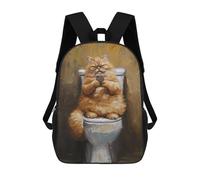 sinyumoney Texting Phone Toilet Cat Mochilas Escolares Para Niños Y Niñas, Mochilas Deportivas Informales Para Primaria, Mochilas De Gran Capacidad Para Libros 17inch