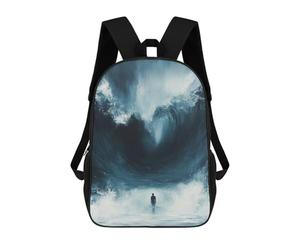sinyumoney Thalassophobia Man Facing Giant Wave Painting Mochilas Impresas En 3D Para Niños, Mochila Escolar, Mochila De Moda Para Niños De Primaria Y Secundaria 17inch