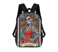 sinyumoney The Badass Day of The Dead Mochila Escolar Infantil Impresa En 3D Para Niños, Mochilas De Viaje De Alta Capacidad, Bolsas Para Libros, Mochila Escolar Infantil 17inch