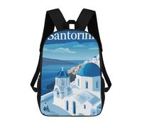 sinyumoney The Beauty of Santorini Mochilas Infantiles Impresas En 3D, Mochilas De Moda Informales, Mochilas De Viaje Bonitas, Mochilas Informales Para Exteriores Para Niños Y Niñas 17inch
