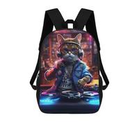 sinyumoney The Cat DJ Mochila Escolar Impermeable Para Ordenador Portátil Para Adolescentes, Chicas, Chicos, Mujeres Y Hombres 17inch
