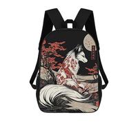sinyumoney The Fox Japanese Mochila Escolar Mochila Para Niñas Y Niños Mochilas De Gran Capacidad Mochilas Ligeras Para Niños Y Estudiantes 17inch