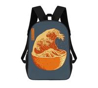 sinyumoney The Great Wave of Orange Mochilas Infantiles Impresas En 3D, Mochilas De Moda Informales, Mochilas De Viaje Bonitas, Mochilas Informales Para Exteriores Para Niños Y Niñas 17inch
